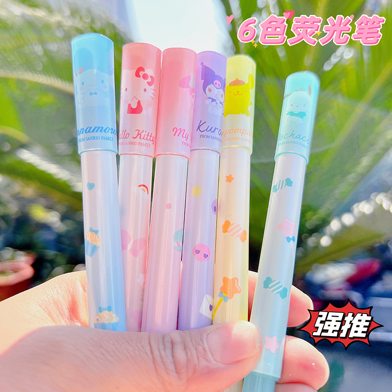 Sweet Light Color Series Fluorescent Pen Students Use Key Points Marker Hand Account Color Marking Pen Painting Graffiti Pen Suit