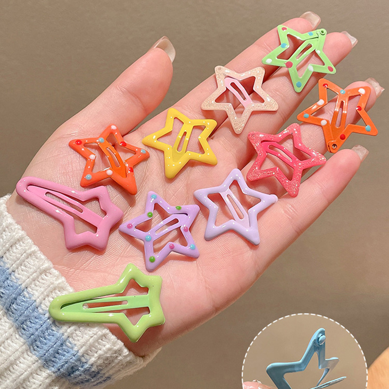 XINGX Hairpin Color Children's Hair Accessories Girls' Cute Baby Headdress Pentagram Hairpin Little Girl's Broken Hair BB Clip