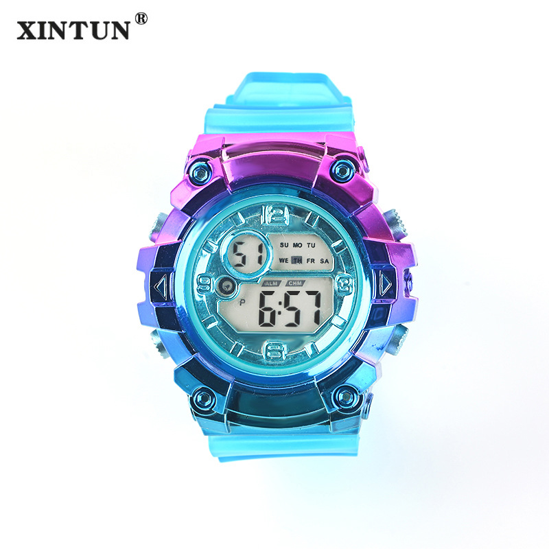 Yongqing Colorful Electroplated Large Dial Watch Multi-Function Luminous Waterproof Shockproof Led Student Electronic Watch Wholesale