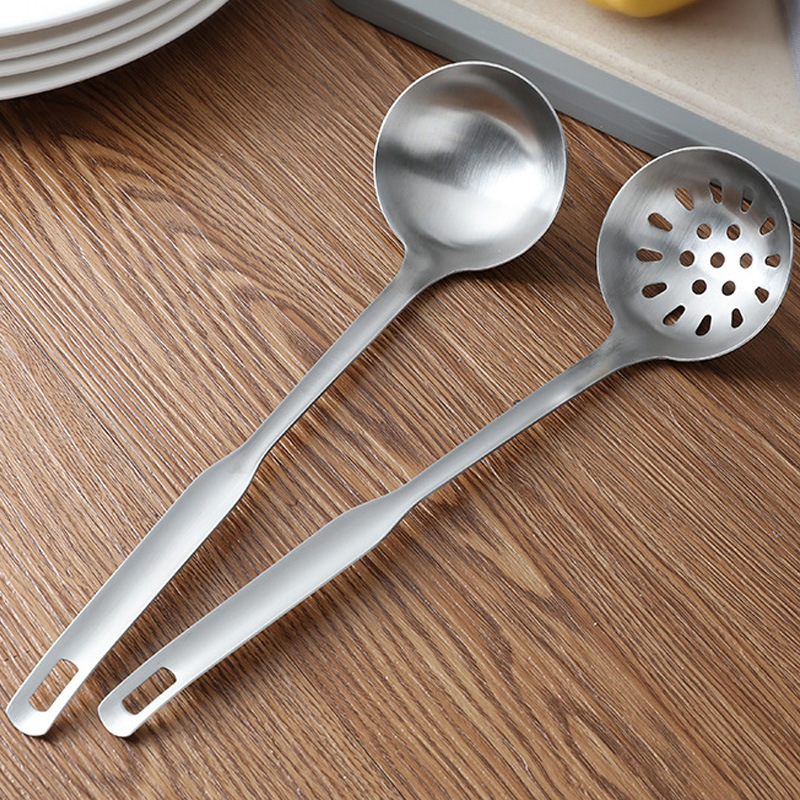 家用不锈钢火锅勺大汤勺大号汤匙漏勺套装厨房长柄盛汤勺子橱房