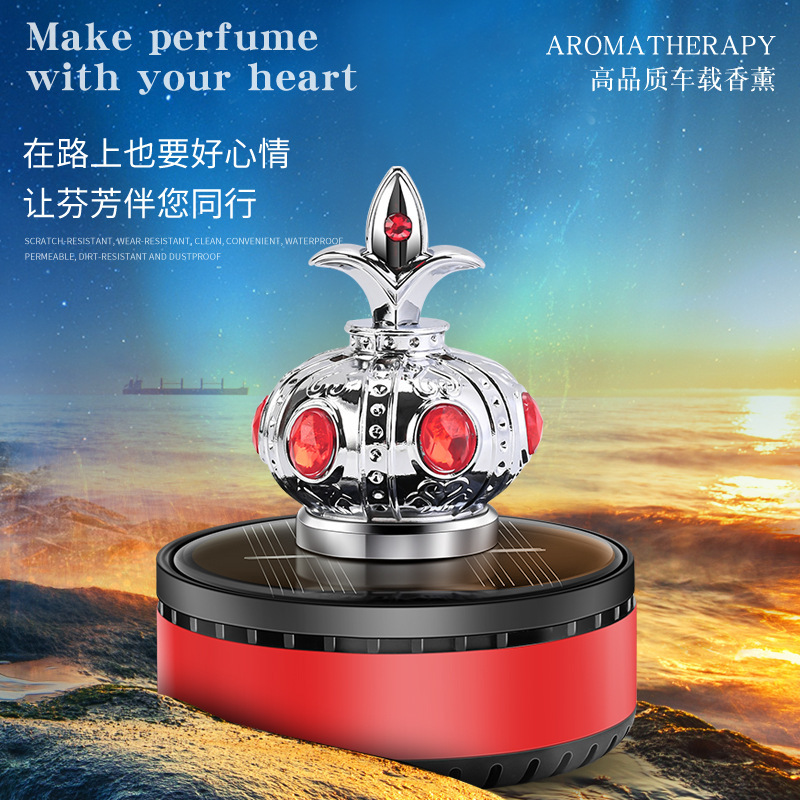 New Car Solar Crown Perfume Seating Decoration Car Rotating Diamond Crown Aromatherapy Car Decoration Perfume