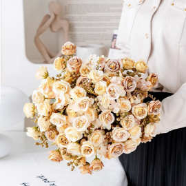 仿真花法式玫瑰小把花家居装饰餐桌花酒店软装花材跨境热销假花