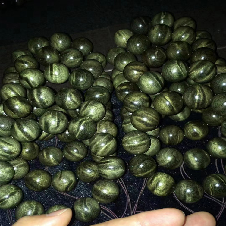 厂家批发 阴沉木手串2.0小满水波 金丝楠乌木 绿料木质佛珠 手链