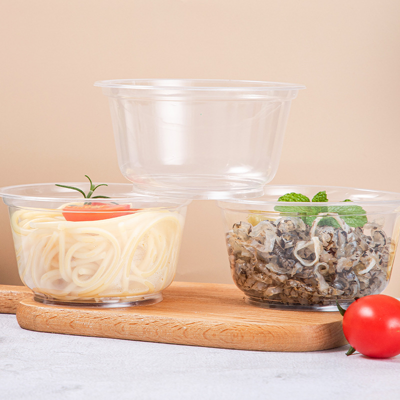 Disposable Bowl round Lunch Box Plastic Thickened Transparent Takeaway Packing Box Household Lunch Box Wholesale Soup Bowl with Lid