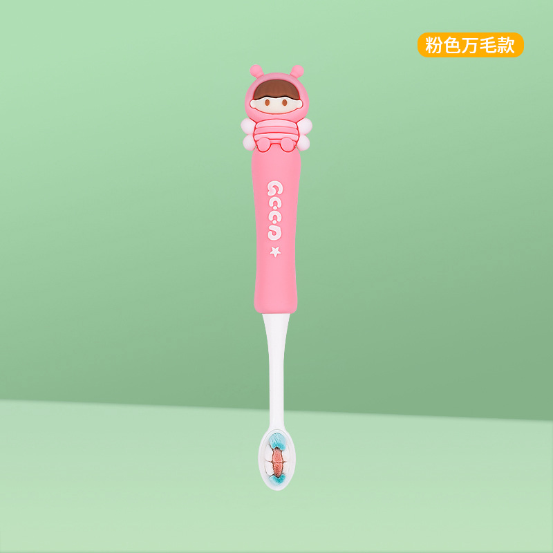 Children's Cute Toothbrush Cartoon Toothbrush with Hand Block Anti-Stamp Soft-Bristle Toothbrush Not Hurt Gum Middle and Big Children's Toothbrush