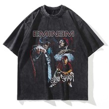 Summer Men Women Vintage Washed T Shirt Summer Eminem Graphi