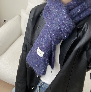 冬日爆款美拉德马海毛围巾冬季高级感韩国纯色保暖学生羊毛围巾女