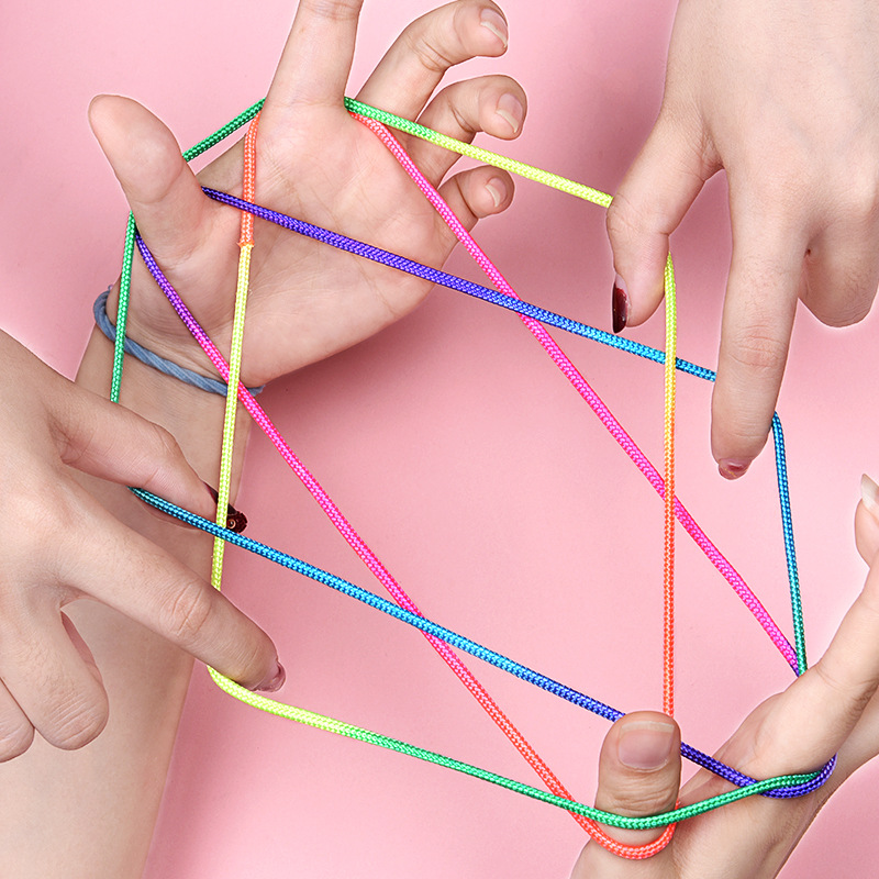 儿童翻花绳的花绳子专用绳学生彩虹彩色绳小学生挑花绳编花绳玩具
