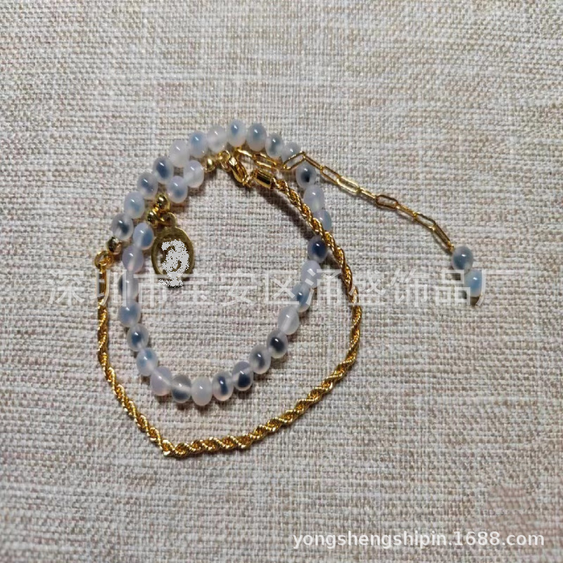 2023 Same Style Beijing Scenic Spot New Fragrant Gray Semi-Sugar Color Retaining Bracelet Bead Necklace Swallowing Gold Beast Factory Self-Selling Wholesale