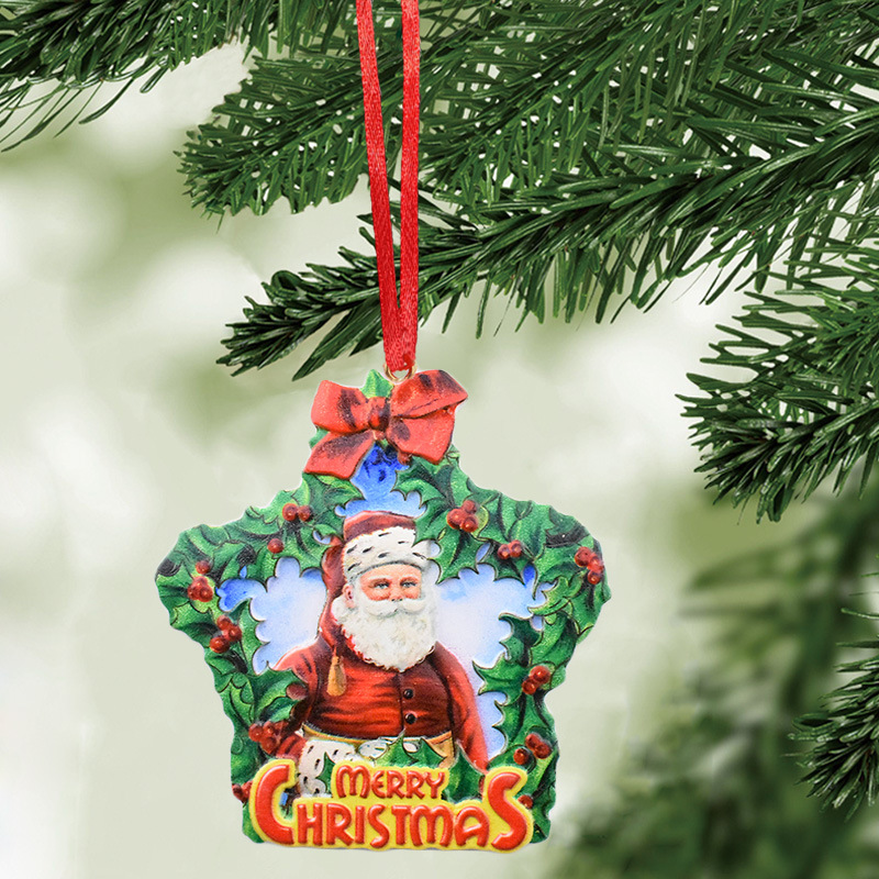 Christmas2023 Cross-Border New Christmas Resin Alec Wooden Christmas Tree Decoration Pendant Santa Claus Ornaments