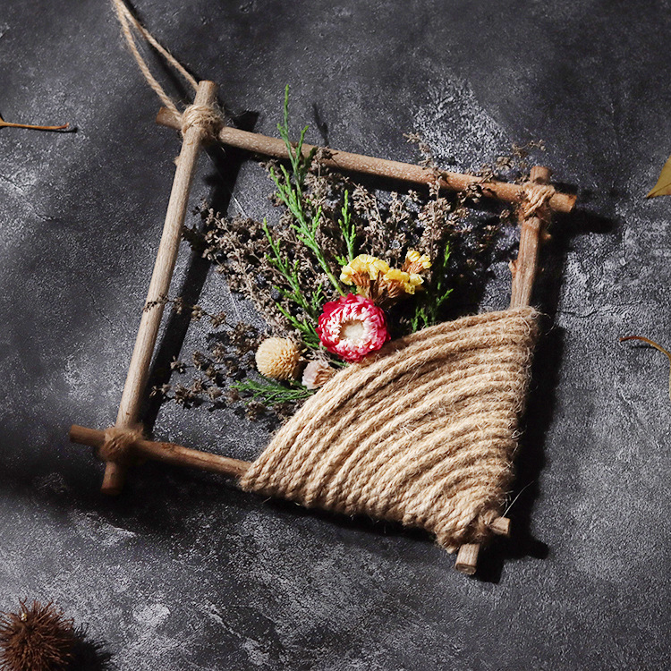 手工制作干树枝饰品墙上挂墙墙壁装饰壁挂麻绳装饰品天然干花挂饰