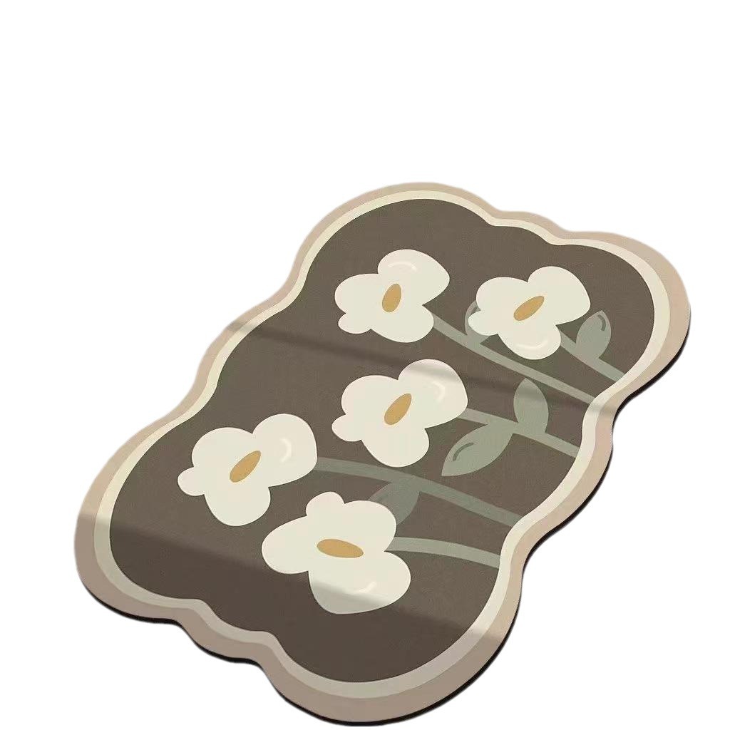 Diatom Ooze Floor Mat Flower Bathroom Soft Hydrophilic Pad Non-Slip Toilet Carpet Doorway Mat Simple Wholesale Easy Care
