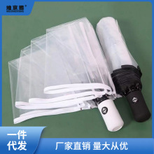 透明伞折叠雨伞韩国全自动伞三折手动学生小清新结实耐用加厚厂华