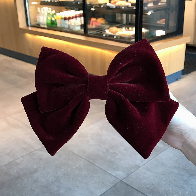 Autumn and Winter New Velvet Big Bow Hairpin Spring Clip Female Korean Internet Celebrity Back Head Head Clip Hairpin Headdress