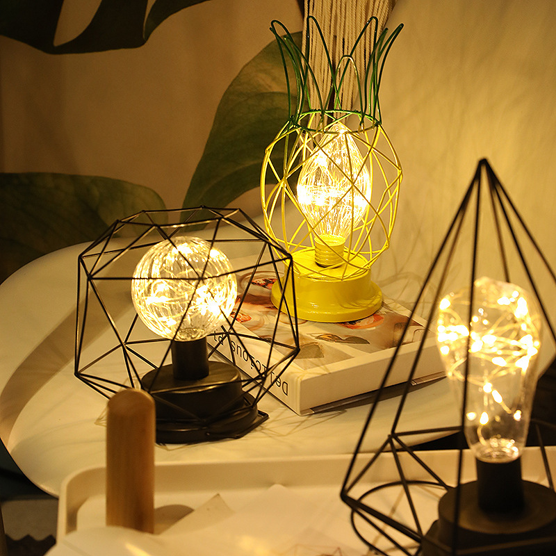 铜线小夜灯北欧网红造型装饰摆件铁艺灯ins简约卧室台灯生日礼物