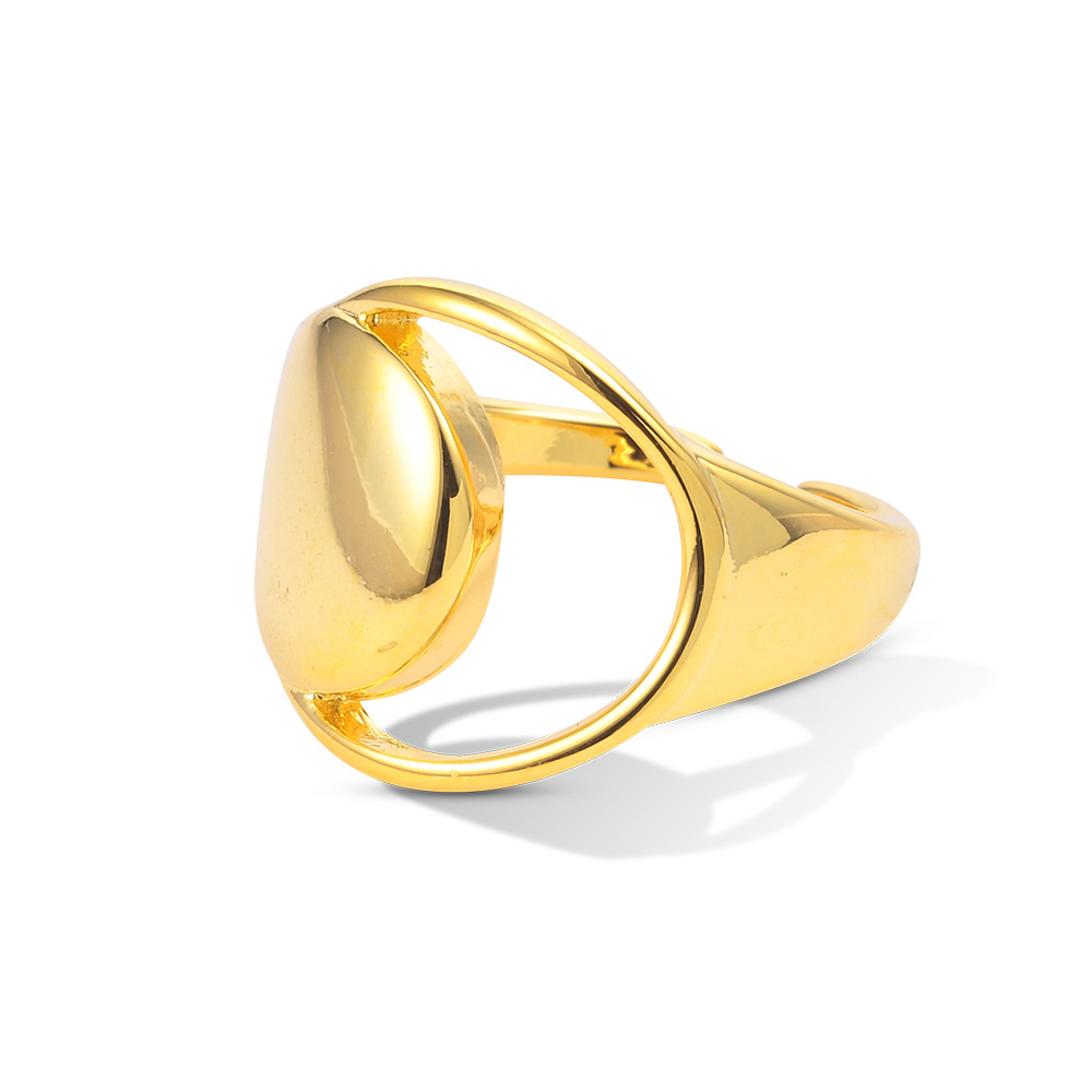 欧美铜镀真金小众几何型指环开口个性光面戒指女士戒指饰品厂家直