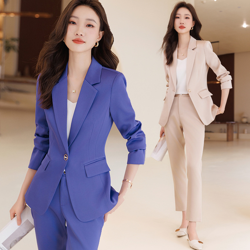 小西装外套女时尚套装休闲2023秋冬新款气质职业ol洋气西服两件套