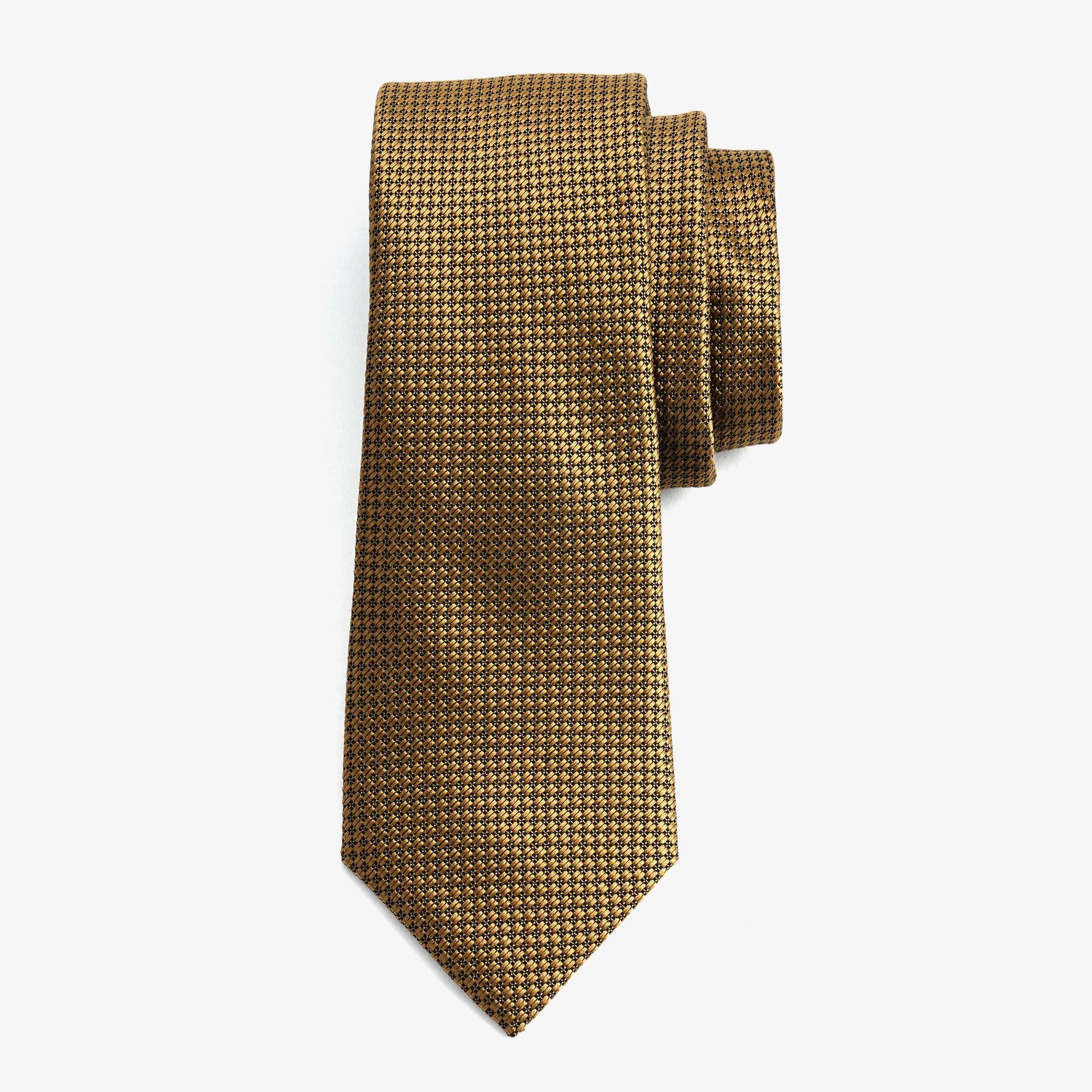 haddon & burley新款英伦风商务黄色纯色真丝提花色织碎花领带8cm