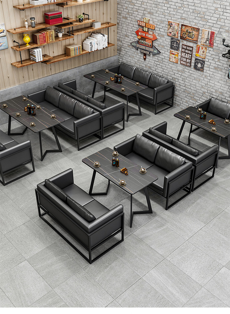 北欧奶茶店沙发咖啡厅饮品休闲接待商务卡座现代酒吧桌椅组合餐厅