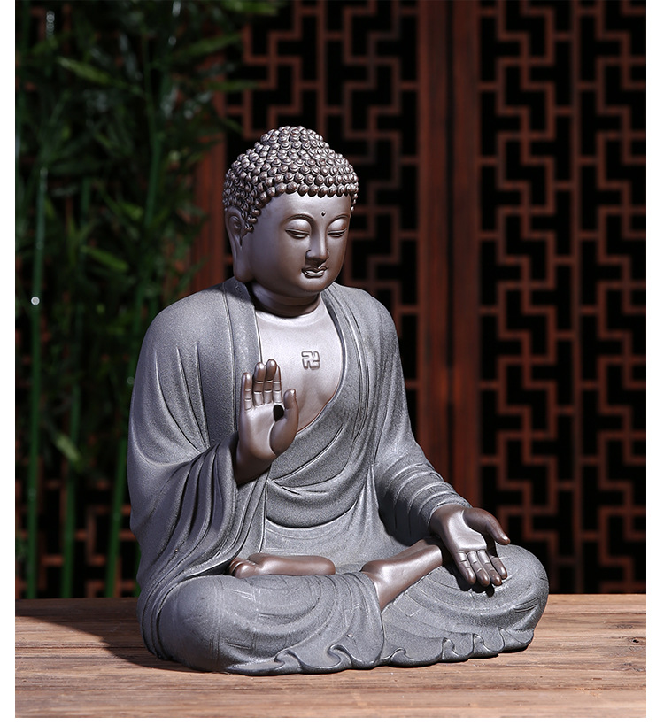 释迦摩尼佛像陶瓷镇宅阿弥陀佛如来佛像家居人物禅意玄关中式摆件