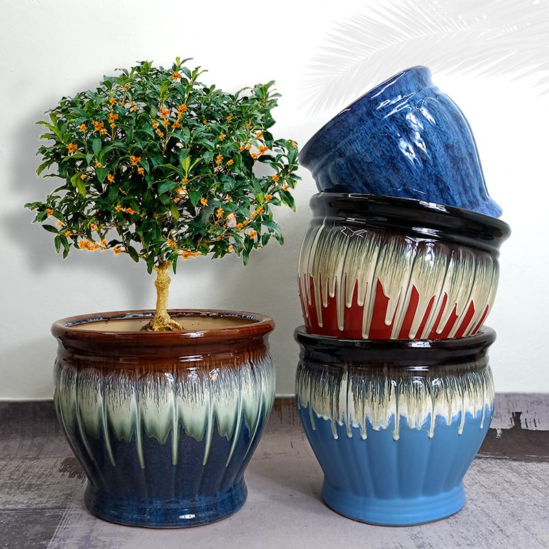 落地大口径花盆陶瓷大号特大号庭院客厅阳台发财树种树大花缸清仓
