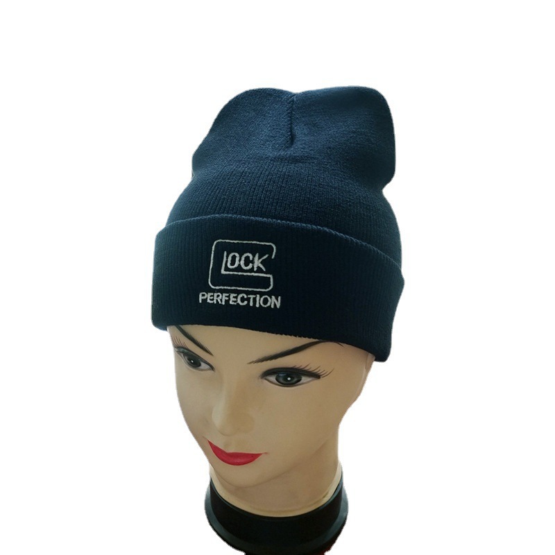 Cross-Border Glock Letter Embroidery Knitted Hat Rock Shooting Surrounding the Game Same Style Woolen Cap Men and Women Warm Hat