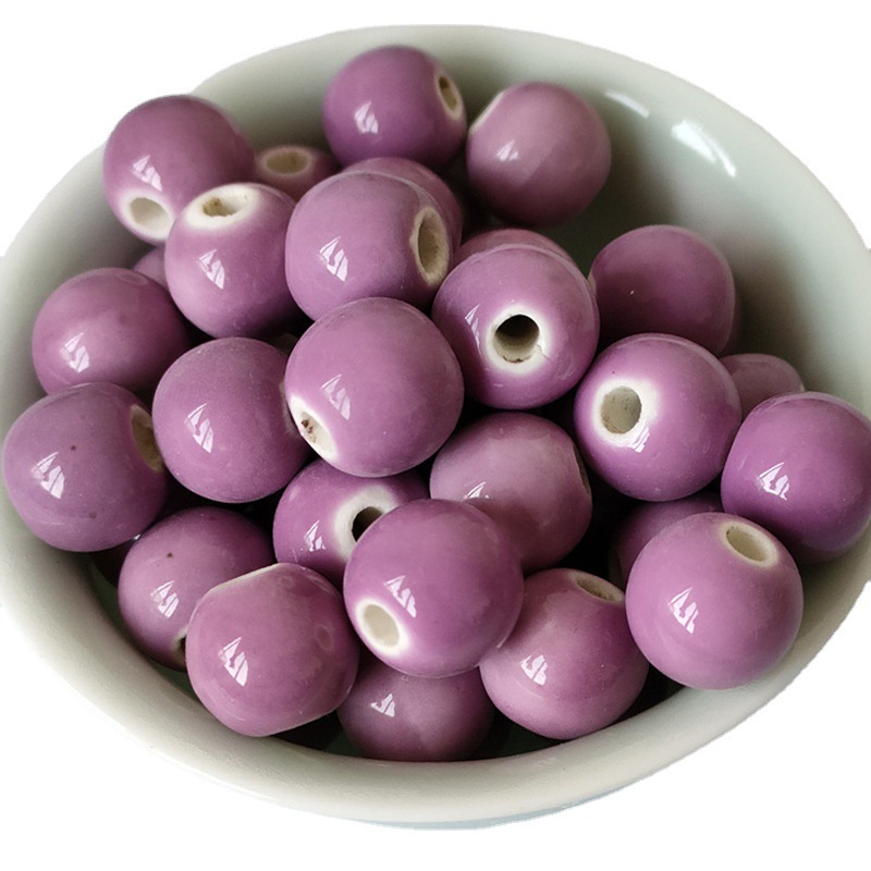 DIY Ornament Solid Color 6-12mm Purple Ceramic Beads Ceramic Scattered Beads Color Glaze Ceramic Beads Bracelet Necklace Accessories