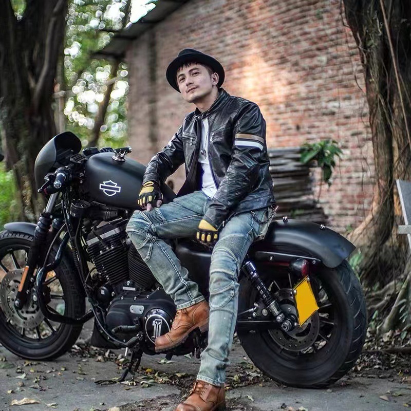 harleydavidson骑行服男摩托车真皮羊皮复古机车服皮衣