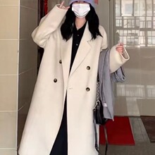 【高版本婴驼绒】高端韩版茧型通勤双面羊毛大衣女中长款毛呢外套