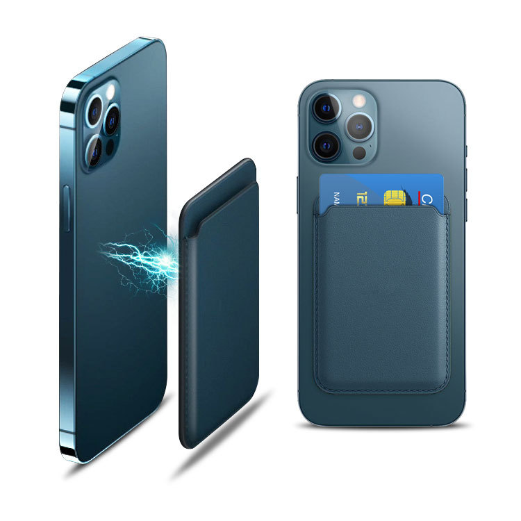 适用苹果Magsafe磁吸卡包 iPhone皮革磁铁背贴卡套iPhone13PU卡套