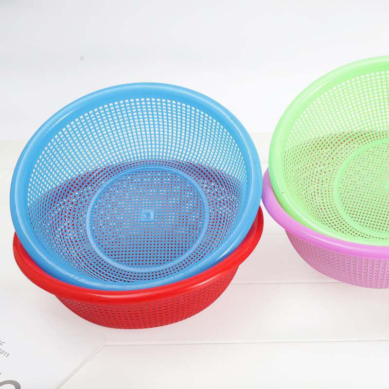 round Plastic Rice Cleaning Basket Vegetable Basket Vegetable Washing and Draining Basket Rice Frame Drip Vegetable Washing Fruit Basket Storage Basket 0337