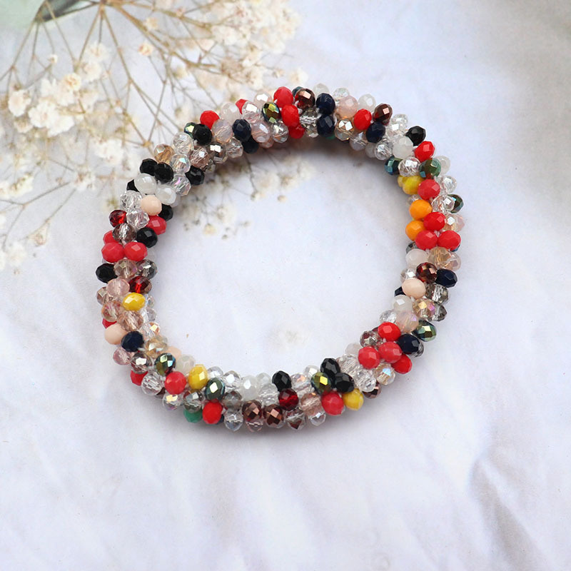 Simple Crystal Hair Band Bracelet Dual-Use Headband Female Net Red Hair Ornament Korean Style Dongdaemun Handmade Beaded Rubber Band