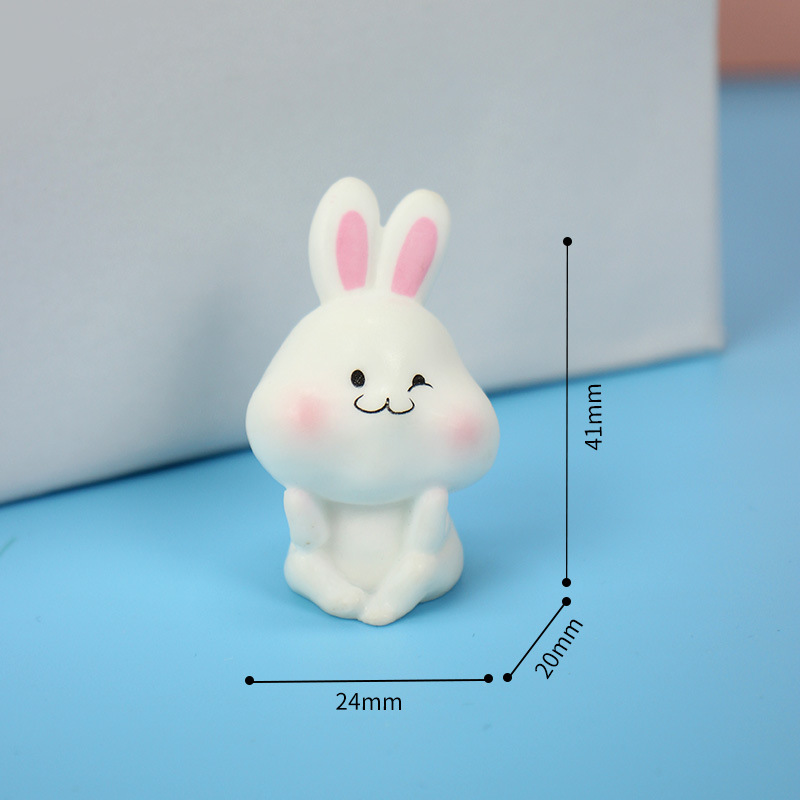 Resin Crafts Simulation Animal Cartoon Cute Bunny Ornaments Desktop Home Decorations Micro Landscape Wholesale