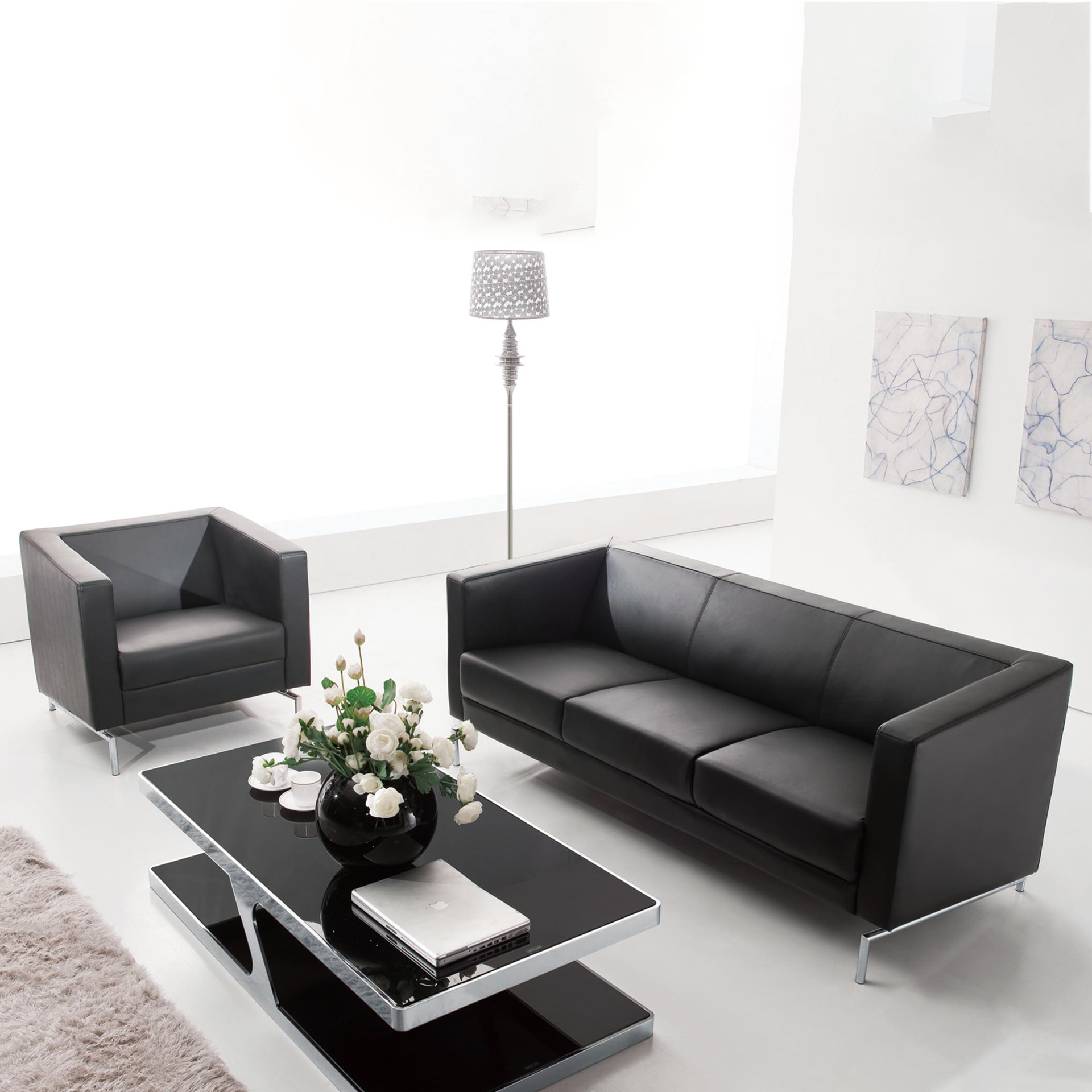 简约现代库存经理室办公沙发接待沙发休闲沙发西皮沙发牛皮沙发