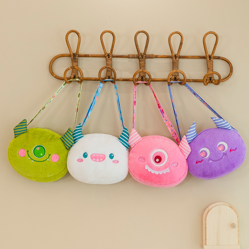 New Cartoon Animal Toy Bags Little Monster Shoulder Messenger Bag Girl Plush Bag Crane Machines Crane Machine Wholesale