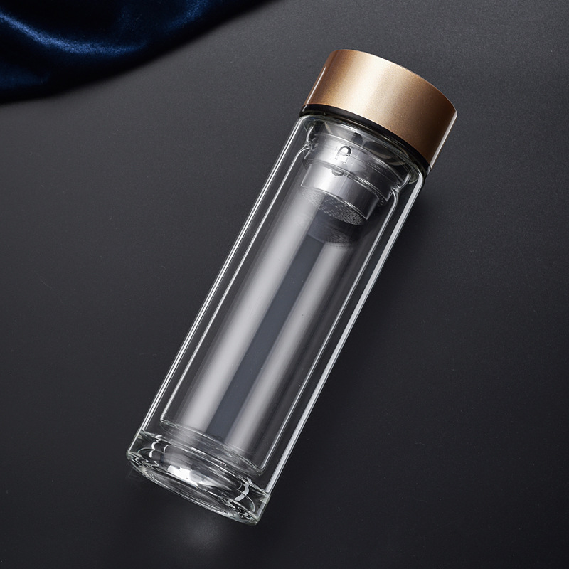 金刚圈环底双层玻璃杯印字印logo水晶杯赠开业礼品透明加厚保温