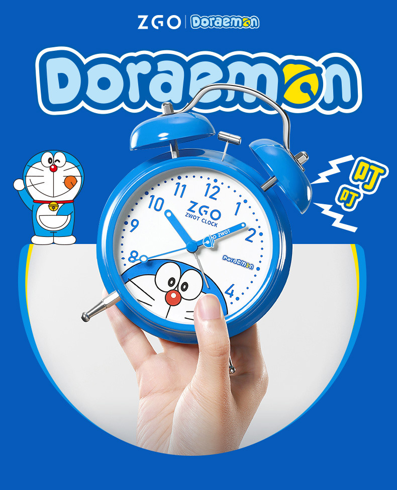 哆啦a梦卡通闹钟儿童大音量抖音爆款懒人学生卧室座钟静音床头钟