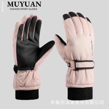 手套女冬季户外滑雪手套加绒触屏保暖手套女防丢卡扣手套防滑手套