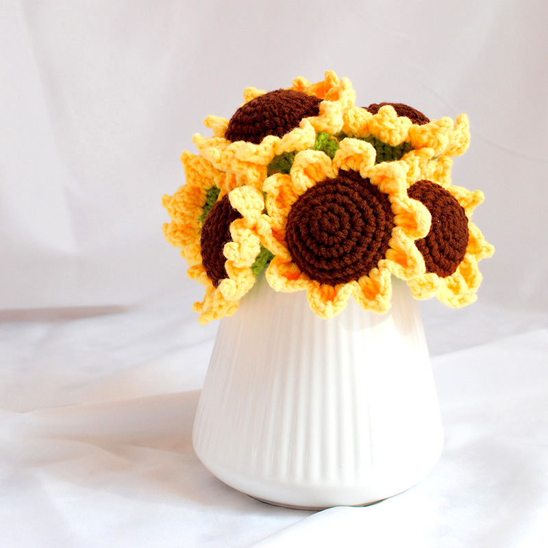 手工diy编织钩针花束太阳花毛线团材料包手编向日葵礼物直销-阿里巴巴
