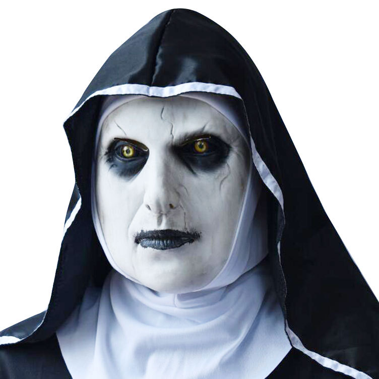 乳胶修女面具恐怖鬼脸头套舞会派对面罩乳胶眼罩万圣节道具mask