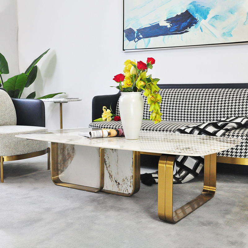 潘多拉岩板茶几客厅中小户型家用风亮光轻奢长方形设计师茶几玄关