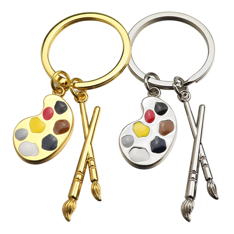 European and American Style Art Student Palette Keychain Painting Promotional Gift Student Drawing Board Keychain Pendant Customization