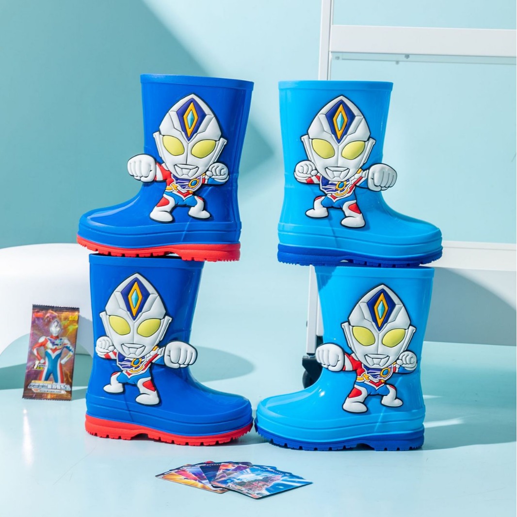 儿童雨鞋6-12岁奥特曼男童女童水鞋卡通防水鞋套橡胶靴宝宝雨鞋靴