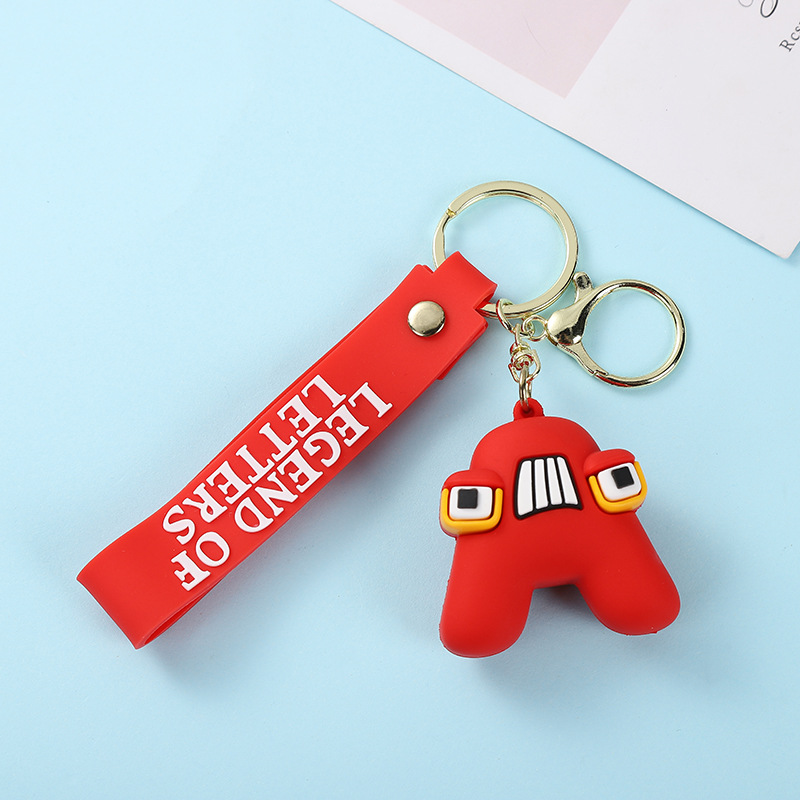 New Three-Dimensional Toy Bag Pendant Trend Two-Color English Letters Car Key Ring Ornaments Wholesale