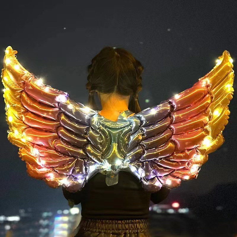 New Glowing Wings Balloon Rocket Bee Angel Wings Stall Hot Selling Source of Goods Children's Luminous Toys Wholesale