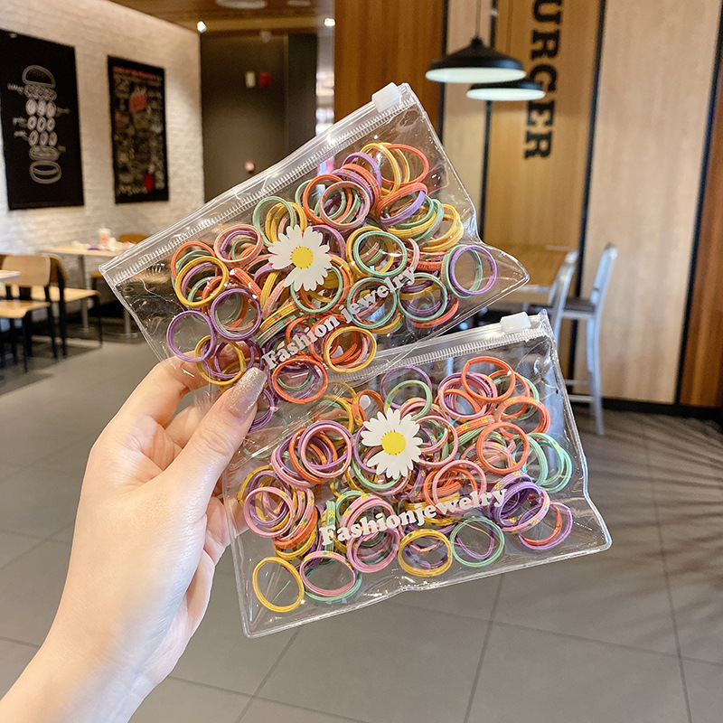 Supply 100 Rubber Bands Children Do Not Hurt Hair Good Elasticity Tie