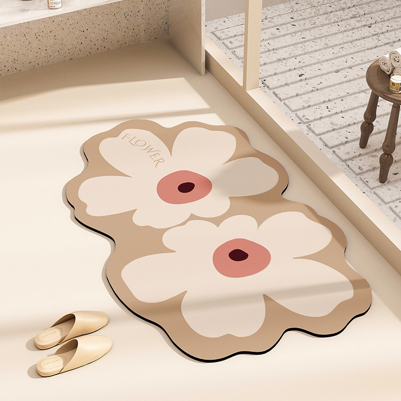 Bathroom Diatom Ooze Floor Mat Idyllic Minimalist Cushion Bathroom Entrance Foot Pad Flower Water-Absorbing Non-Slip Mat Manufacturer