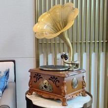 唐典留声机lp老唱片播放机欧式家居饰品客厅创意铜木艺术摆件音响