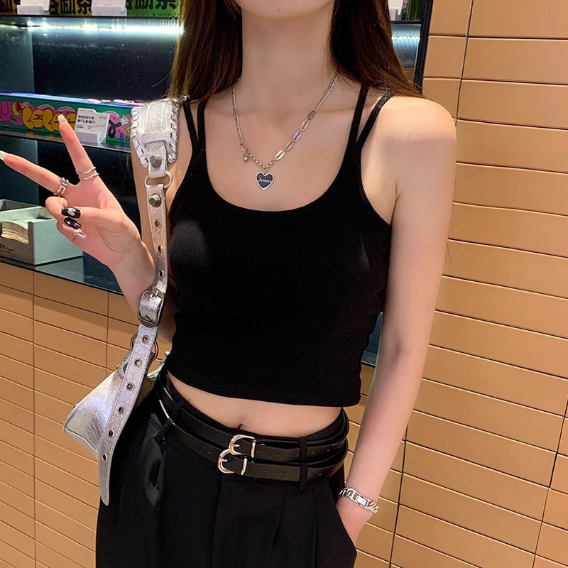 Celebrity Style Hot Girl Cross with Braces and Breast Pad Women's Inner Wear Outer Wear Vest Breathable Fixed Cup Wrapped Chest Tube Top