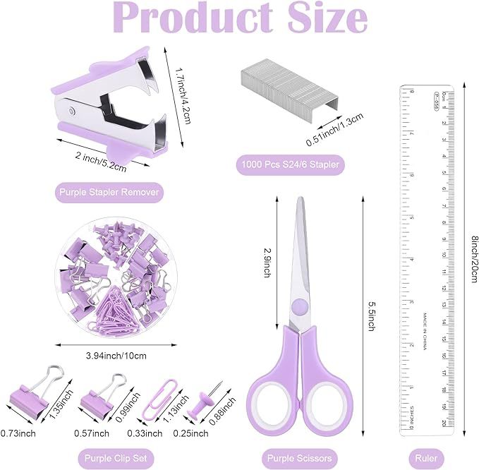 Cross-Border Direct Supply Student Office Purple Set Amazon Stapler Tape Holder Pen Holder Storage Box Stationery Set